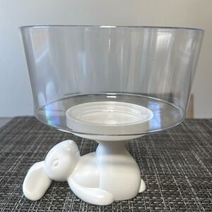 Easter White Bunny Plastic Truffle Bowl Bunny-Shaped Base With a Clear Bowl.